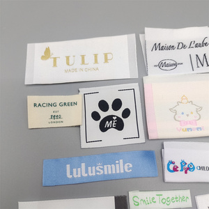 Tùy chỉnh Satin Cổ áo nhãn cho quần áo, áo thun, thổ cẩm Kích thước Nhãn, thẳng cắt khâu trẻ em của dệt nhãn - Product Image 6