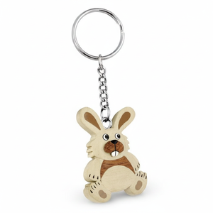 Portachiavi in legno a forma di coniglio, mini ciondolo a forma di animale, carino, per bambini e adulti - Product Image 2