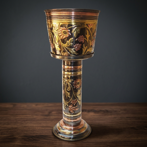 Traditional Classic Vintage Brass Metal Planter with Stand and Embossed Design for Home & <b>Garden</b> - Product Image 3