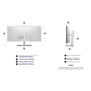 Ordinateur de bureau <span class=keywords><strong>Dell</strong></span> avec écran incurvé <span class=keywords><strong>5K</strong></span> de 39,7 pouces, écran IPS, tout-en-un, port Type-C 140W, taux de rafraîchissement élevé de 120 Hz, haut-parleur intégré - Product Image 6