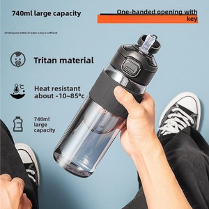 Nueva Botella de Agua de Tritán de Doble Uso con Pajita y Funda de Silicona, Asa Portátil, para Estudiantes, Deportes y Fitness - Product Image 4