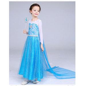 Vestido de princesa Frozen Elsa Queen, vestido largo para niñas, disfraz de actuación, material de algodón y poliéster, edad de 8 a 13 años - Product Image 4