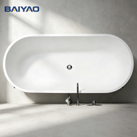 Baignoire autoportante ovale de luxe en pierre artificielle, surface solide, profonde, pour maison, hôtel, villa – Vente directe usine