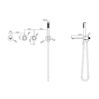 Set Keran Shower Klasik Terpasang di Dinding, Set Shower Head Antik Kuningan, Robinetterie De Bain Et De Douche