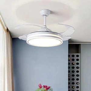 Traditional <b>Home</b> Copper Motor Retractable Flabellum Chandelier Fan Ventilador De Techo <b>Con</b> Luz LED Ceiling Fans Light Remote - Product Image 4