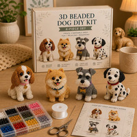 Kit de Perlage 3D pour Chien (4 Pièces) – Kit de Bricolage pour Débutants, Ensemble de Perlage Animale, Kit de Création de Figurines d'Animaux Mignons avec Outils et Instructions