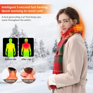 <b>Christmas</b> Red Plaid Rechargeable Washable Heating <b>Scarf</b> Shawls Women Men Winter Heated <b>Scarf</b> - Product Image 5