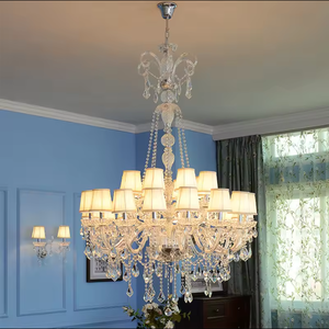 Home Decor Nordic Modern clear Luxury Raindrop K9 Crystal <b>Candle</b> Light <b>Chandelier</b> for Wedding - Product Image 2