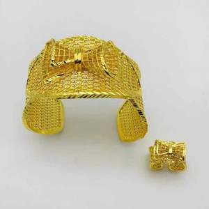 24K Gold Bowknot <b>Bracelet</b> Ring <b>Set</b> Wedding Jewelry Women's Luxury Fine Jewelry <b>Sets</b> - Product Image 3