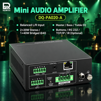Amplificateur de classe D 40W multi-contrôle avec entrée L/R équilibrée, sortie stéréo en pont, égaliseur basses/aigus pour audio de fond (hôtel, commerce, bureau)