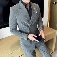 Costumes Turcs Sur Mesure pour Hommes, Modèle Européen et Américain Formel, à Carreaux Anglais, Ensemble Deux Pièces pour Mariage, Édition Luxe