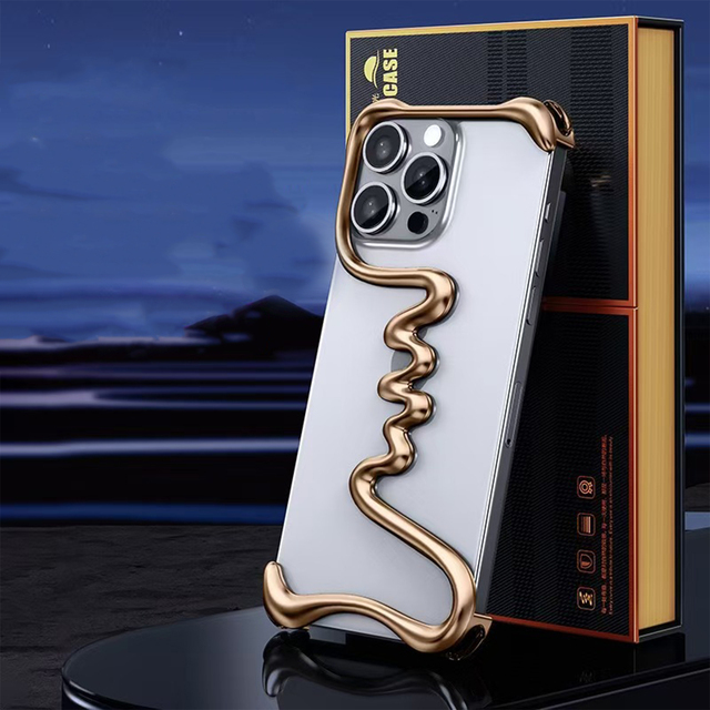 Desert Titanium Aluminum Case for iPhone 16 Pro Max Hollow Art Lightweight Metal Frameless Heat Dissipation Drop Cover