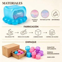 Jouet anti-stress méduse souple en TPR, rempli de paillettes, créature marine à presser, translucide pour adultes, vente en gros