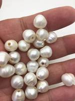 Chaînes de perles d'eau douce blanches de 9-11 mm avec de grands trous et des perles lâches de 2 mm, utilisées pour la vente en gros de fournitures de fabrication de bijoux