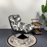 Fauteuil d'appoint pivotant moderne en forme de croissant de lune, fauteuil de salon individuel en tissu doux, fauteuil de détente rotatif pour salon et maison