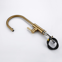 Robinet de cuisine en laiton eau chaude et froide bec rond simple 360 robinet de cuisine rotatif luxe mat vieux brossé doré CLASSIC