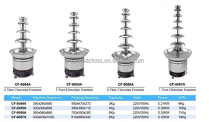 <span class=keywords><strong>Fontaine</strong></span> à <span class=keywords><strong>chocolat</strong></span> commerciale en acier inoxydable 304, tour à <span class=keywords><strong>chocolat</strong></span>, buffets, hôtels, pâte de sésame au <span class=keywords><strong>chocolat</strong></span> - Product Image 2
