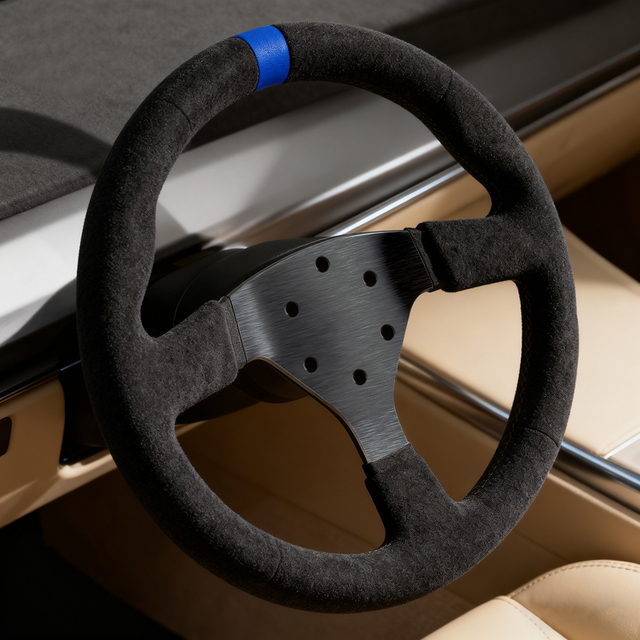 JLH Universal 330mm JDM Racing Steering Wheel Sport Anti-Slip Racing Simulator Game Steering Wheel with Blue Centering Mark