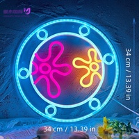 Fenêtre sous-marine circulaire à deux motifs floraux, bandes LED néon 3D avec alimentation USB pour montage mural dans les chambres, salles de jeux, magasins