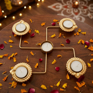 Juego de Lámparas de Aceite Tradicionales de Latón para Diwali, Diseño Geométrico, Varias Piezas, para Ceremonias Religiosas, Uso Decorativo - Product Image 2
