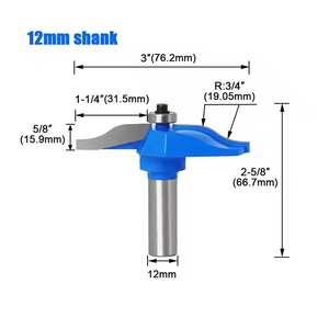 Fresa de carburo con rodamiento para molduras de puertas, vástago de 12 mm, 12.7 mm, 1/2 pulgada, para perfilado y ranurado de bordes de puertas de gabinetes - Product Image 3