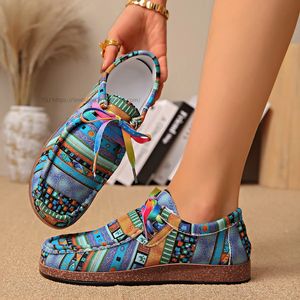 Zapatos de Lona Casuales con Graffiti, Talla Grande, Suela Plana, con Cordones Delanteros, Coloridos, para Mujer, Talla 43 - Product Image 2
