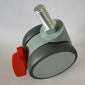 신상품 회전 플레이트 M10 M12 11mm 그립 스템 의료 기기 3 인치 의료용 트윈 휠 캐스터 75mm 킥 패드 브레이크 포함 - Product Image 3