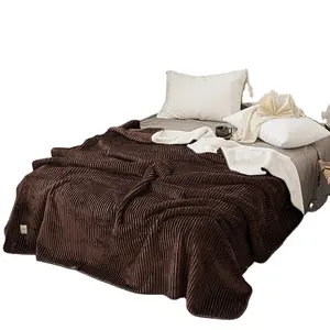 Custom Size Sherpa Fleece Deken Zacht Polyester Flanel Dubbeldeks Volwassen Bed Deken Met Custom Design