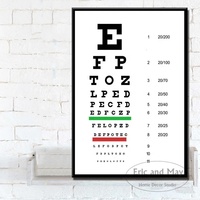 Test de l'oeil moderne Tableau Snellen Art mural Peinture Impression sur soie Toile Poster Home Eye Ruler