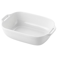 Plat de cuisson carré en porcelaine blanc pur, style nordique minimaliste, à double poignée, couleur sous-glaçure, pour casserole, gâteau, compatible micro-ondes