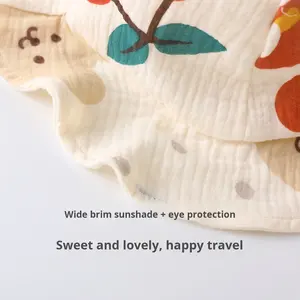 Chapeaux de bébé en gaze de coton pur pour <span class=keywords><strong>le</strong></span> printemps et l'automne Nouveau-né Protection solaire Sorties Homme Femme Élégant Pêcheur Design pour <span class=keywords><strong>le</strong></span> soleil d'été - Product Image 3