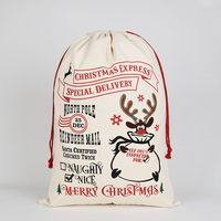 Sacs de Noël en toile réutilisables avec cordon de serrage en coton, sacs cadeaux vintage, décorations de sapin de Noël, cadeaux de fête, vente en gros