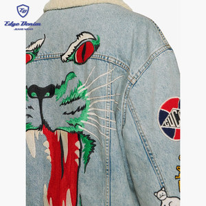 Oem <span class=keywords><strong>en</strong></span> gros bleu broderie <span class=keywords><strong>jean</strong></span> <span class=keywords><strong>veste</strong></span> sherpa à l'intérieur <span class=keywords><strong>en</strong></span> <span class=keywords><strong>jean</strong></span> <span class=keywords><strong>oversize</strong></span> <span class=keywords><strong>veste</strong></span> avec patchs - Product Image 5