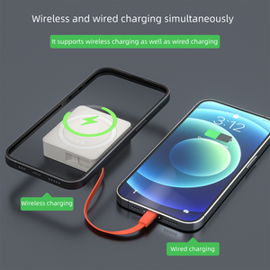 พาวเวอร์แบงค์ไร้สายขนาดเล็ก 5000mAh สาย Type-C ในตัว รองรับ USB-C PD 20W ชาร์จเร็ว สำหรับโทรศัพท์และนาฬิกา - Product Image 6