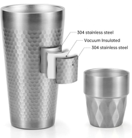 Mélangeur à Cocktail professionnel motif nid d'abeille isolation sous vide tasse à Cocktail en acier inoxydable 304 outil de mélange antidérapant