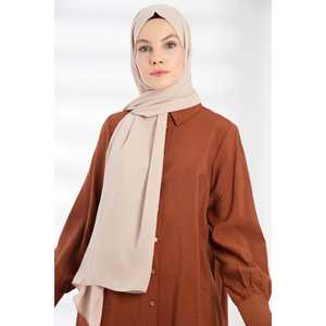 Chal de Crepé en Color Piedra, Hijab Étnico Bordado de Primera Calidad, Tejido Suave de Modal, Velo, Rayón, Poliéster y Algodón, con Logotipo Personalizable - Product Image 1