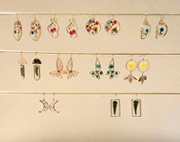 Nouveau Simple Style Punk Art abstrait géométrique boucles d'oreilles vraie fleur pressée avec crochet de visage mode goutte oreille bijoux