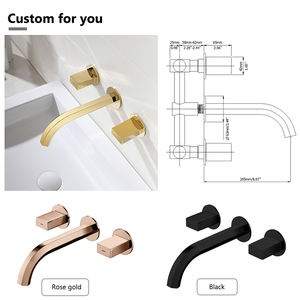 Nuevo grifo de lavabo de baño montado en la pared de tres orificios de oro cepillado de cobre oscuro grifo de agua fría y caliente para uso en la cocina o la escuela - Product Image 5