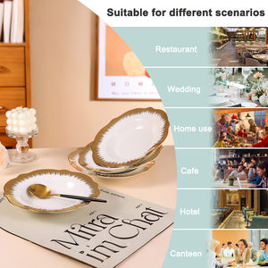 Wholesale Ceramic White Dinner Plate With Gold Rim Round Shape Porcelain <strong>Serving</strong> <strong>Dishes</strong> Plate <strong>Set</strong> For Restaurant - Product Image 4