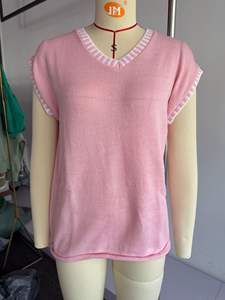 Suéter de Punto de Poliéster Sólido, Transpirable, Delgado, Informal, para Mujer, Estilo Y2K, Cuello en V, Manga Corta, Otoño - Product Image 6