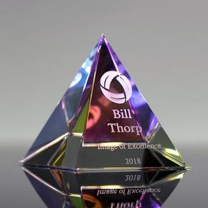 รางวัลของขวัญของที่ระลึกการแข่งขันทางธุรกิจถ้วยรางวัลพีระมิดคริสตัลสีสันสดใสสั่งทำได้ตามต้องการ - Product Image 3