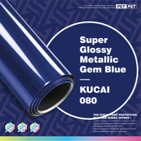 KUCAI Super Glossy Metallic Gem Blue PET Gloss Metallic Original Paint Vinyl Car Wrap Roll Wrapping Film Pembungkus Mobil 1.52*17m
