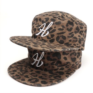 Leopard Print Snapback <b>Cap</b> With <b>White</b> H Embroidery Unisex Casual Streetwear Hat <b>Flat</b> Brim Canvas Material - Product Image 1