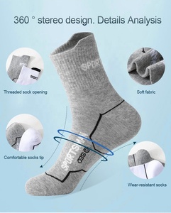 Calzini Sportivi a Metà Polpaccio per Uomo, Anti-Odore, in Cotone, per Corsa, Ciclismo, Fitness, con Logo Lavorato a Maglia e Design Antiscivolo - Product Image 2