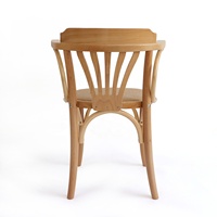 Fauteuil de salle à manger en bois courbé, structure en bois massif, assise en rotin tressé, chaise bistrot vintage avec accoudoirs pour café, restaurant, maison