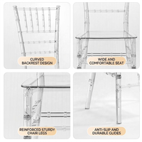 Chaise Chiavari en résine acrylique transparente empilable pour mariage, banquet, fête et événements – Vente en gros