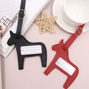 RTS Fashion PU Leather Horse-shaped Luggage <b>Tag</b> Portable Suitcase <b>ID</b> Labels with Privacy Name Card Travel Accessories - Product Image 2
