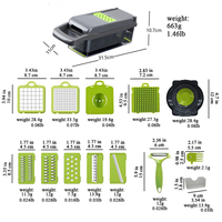Mandoline multifonctionnelle 16-en-1 à 8 lames en acier inoxydable, coupe-légumes manuel, trancheuse à tomates, hachoir, découpeur, modèle 2024