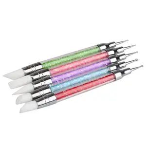 Dubbelzijdige Siliconen Nail Art Puntjes Gereedschap Pen Professionele Uv-Gel Manicure Nail Art Carving Tekening Schilderij Pen