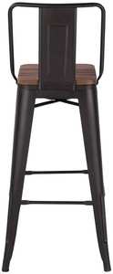 Tall Industrial <b>Vintage</b> Style <b>Chairs</b> Metal Legs Solid Wood Seat Tolix Bar Stools With Backrest - Product Image 3